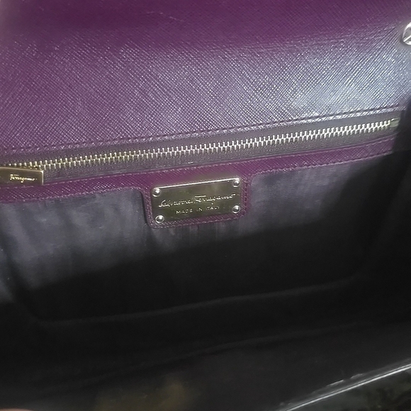 Salvatore Ferregamo Vera Bow Purple Leather Chain Crossbody (VERY GOOD)(COA)💜✨️ - Picture 12 of 14